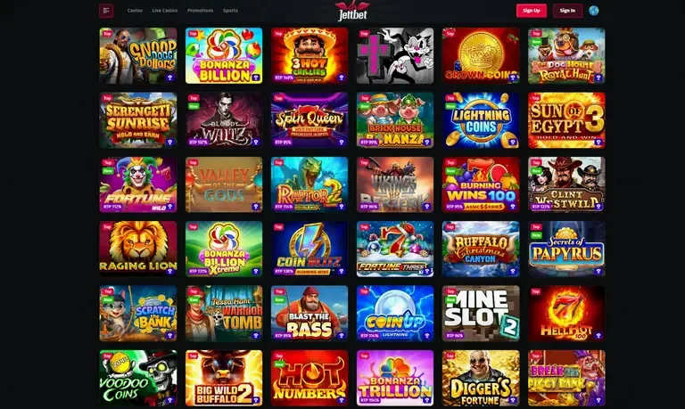 Jettbet slots or lobby view