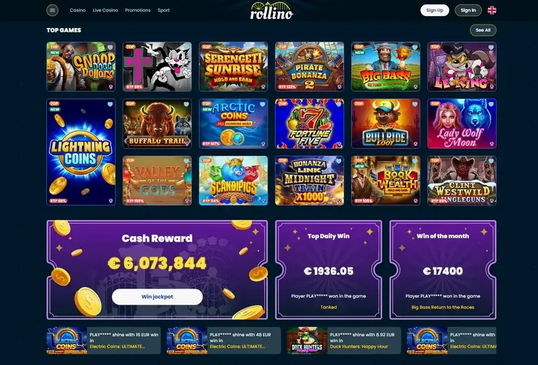 Rollino live casino view